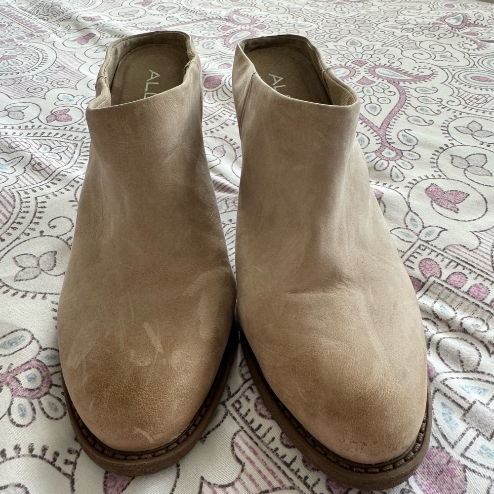 Aldo genuine leather suede  slip on block heel.